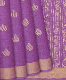 Lavender Handloom Tussar Silk Saree With Swan Motifs
