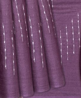 Lilac Woven Tussar Silk Saree With Stripes

