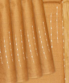Gold Woven Tussar Silk Saree With Chevron Motifs
