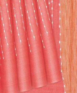 Peach Woven Tussar Silk Saree With Chevron Motifs
