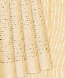 Cream Woven Tussar Silk Saree With Embroidered Checks
