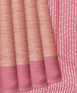 Dusty Pink Woven Tussar Silk Saree With Diamond Motifs
