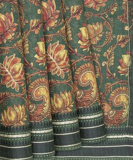 Sea Green Handloom Tussar Silk Saree With Printed Annam Motifs
