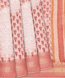 Baby  Handloom Tussar Silk Saree With Printed & Embroidery Motifs
