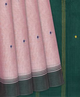Baby Pink Handwoven Rasipuram Cotton Saree With Diamond Motifs
