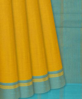 Yellow Handwoven Rasipuram Plain Cotton Saree
