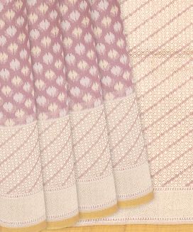 Dusty Pink Handloom Banarasi Cotton Saree With Diamond Motifs
