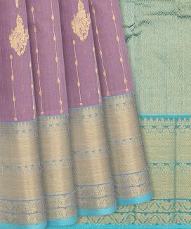 Lilac Handloom Chirala Silk Cotton Saree With Floral Motifs
