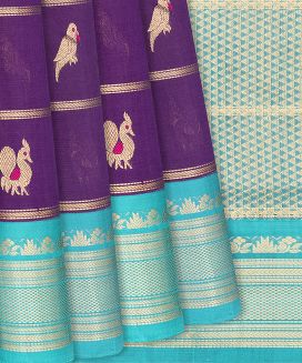Magenta Handloom Chirala Silk Cotton Saree With Annam Motifs
