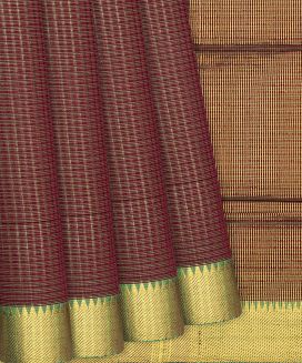 Maroon Handloom Mangalagiri Cotton Saree With Checks
