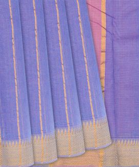 Lavender Handloom Mangalagiri Cotton Saree With Stripes
