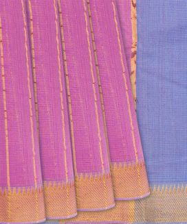Pink Handloom Mangalagiri Cotton Saree With Stripes
