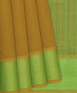 Sage Green Handloom Mangalagiri Cotton Saree With Stripes
