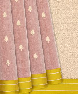 Baby Pink Handloom Banarasi Tissue Silk Saree With Floral Motifs
