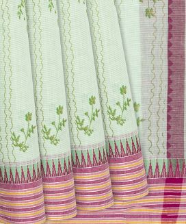 Light Green Chirala Cotton Saree With Printed Stripes
