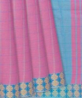 Hot Pink Chirala Blended Cotton Saree With Printed Checks
