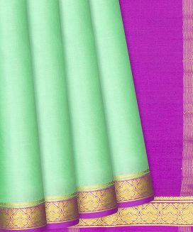 Pista Green Mysore Plain Crepe Silk Saree With Floral Motifs
