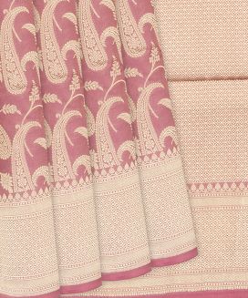 Baby Pink Handloom Banarasi Silk Saree With Mango Motifs
