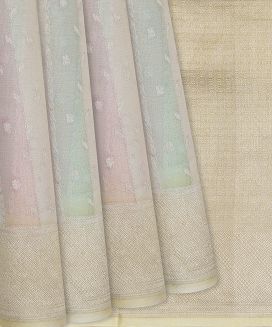 Multi Colour Handloom Rangkat Khaddi Georgette Saree With Stripes
