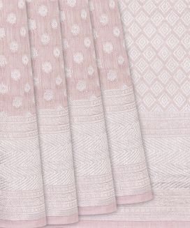 Dusty Pink Handwoven Linen Saree With Coin Motifs
