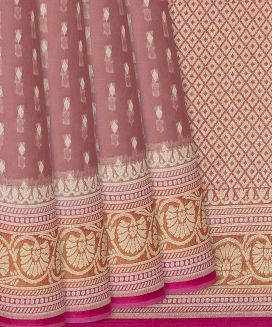 Dusty Pink Handwoven Banarasi Organza Saree With Diamond Buttas
