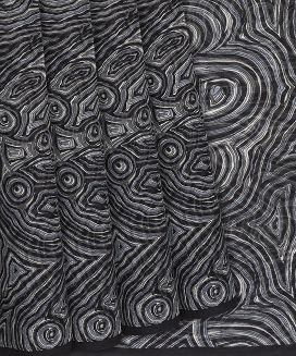 Black Woven Chiffon Silk Saree With Printed Abstract Motifs
