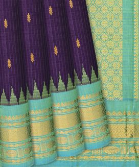 Magenta Handloom Gadwal Silk Cotton Saree With Floral Buttas
