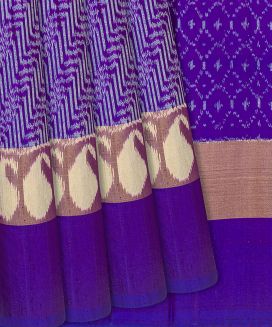 Purple Handloom Pochampally Ikat Saree With Stripes
