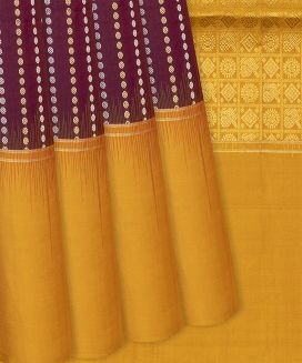 Maroon Handloom Soft Silk Saree With Coin Motif Stripes
