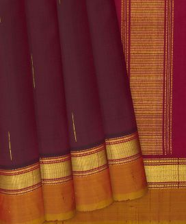 Maroon Handloom Kanchipuram Silk Saree With Jasmine Bud Motifs
