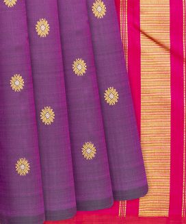 Magenta Handloom Kanchipuram Silk Saree With Buttas
