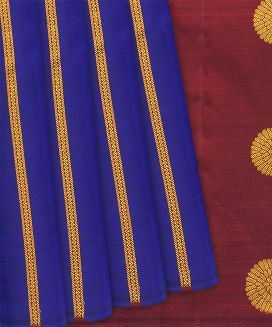 Purple Handloom Kanchipuram Silk Saree With Zari Stripes
