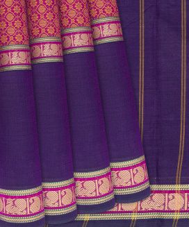 Pink Chettinad Muppagam Cotton Saree With Kamalam Motifs

