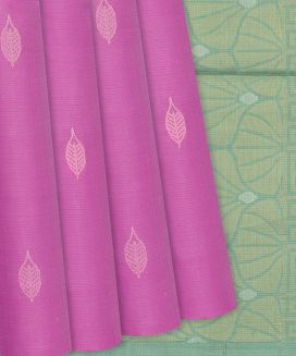 Bubble Gum Pink Handloom Soft Silk Saree With Floral Motifs
