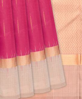 Peach Handloom Soft Silk Saree With Jasmine Bud Motifs
