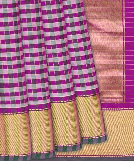 Pink Handloom Kanchipuram Silk Saree With Checks

