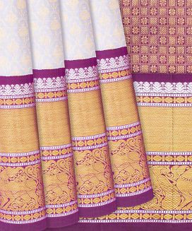Off White Handloom Kanchipuram Korvai Silk Saree With Floral Jaal Motifs
