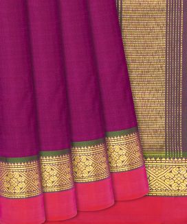 Magenta Handloom Kanchipuram Silk Saree With Mango Motifs
