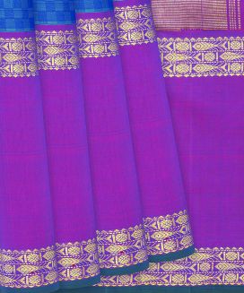 Blue Handloom Kanchipuram Payadi Silk Saree With Checks
