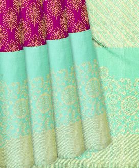 Pink Handloom Kanchipuram Silk Saree With Leaf Motifs
