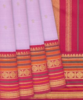 Lavender Handloom Kanchipuram Korvai Silk Saree With Kamalam Motifs
