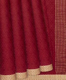 Crimson Woven Mysore Crepe Silk Saree With Floral Motifs
