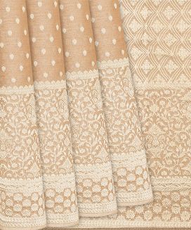 Taupe Woven Mysore Tissue Silk Saree With Floral Motifs
