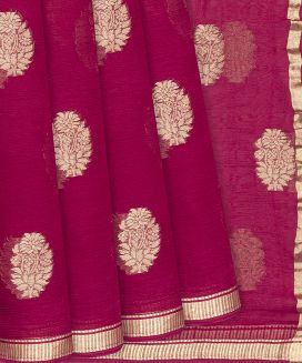 Pink Mysore Chiffon Silk Saree With Floral Motifs
