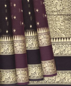 Black Mysore Georgette Silk Saree With Floral Motifs
