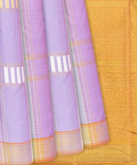 Lavender Handwoven Kanchipuram Silk Saree With Checks

