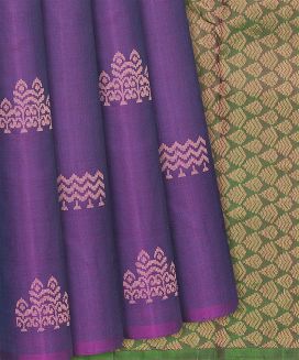 Purple Woven Soft Silk Saree With Floral Motifs
