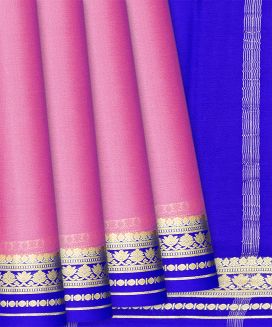Pink Mysore Plain Crepe Silk Saree With Floral Motifs
