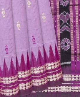 Lavender Handloom Orissa Ikat Silk Saree With Pink Border
