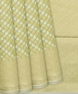 Light Green Blended Organza Saree With Floral Motifs
